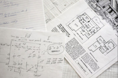 Hand-drawn client sketches and reference layouts used to develop residential permit drawings in Ontario.
